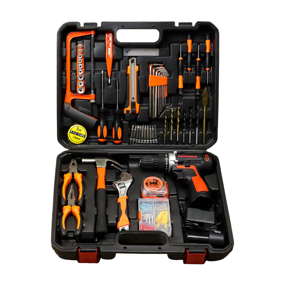 Set Alat Perkakas Bor Listrik Cordless Tang Obeng Palu Kunci Pas Toolkit 57 In 1 Drill Boor