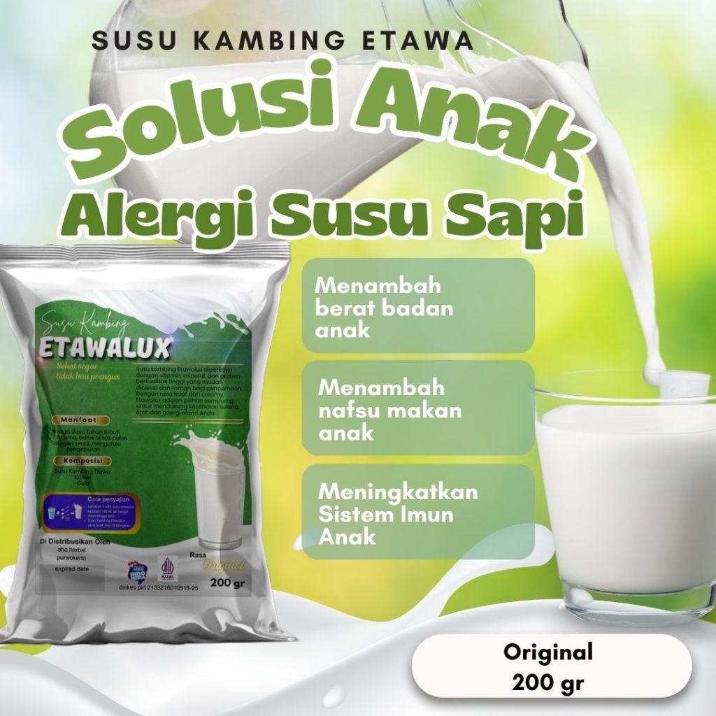 

Susu Kambing Etawa PREMIUM GRADE A ETAWALUX 200 GR rasa original atasi masalah persendian dan pernafasan