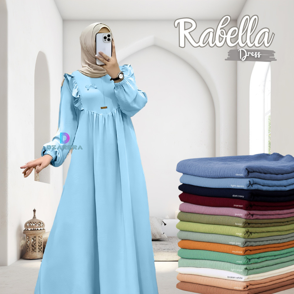 Baju Gamis Lebaran 2025 Dress Muslim Wanita Remaja Model Terbaru Gamis Rabella