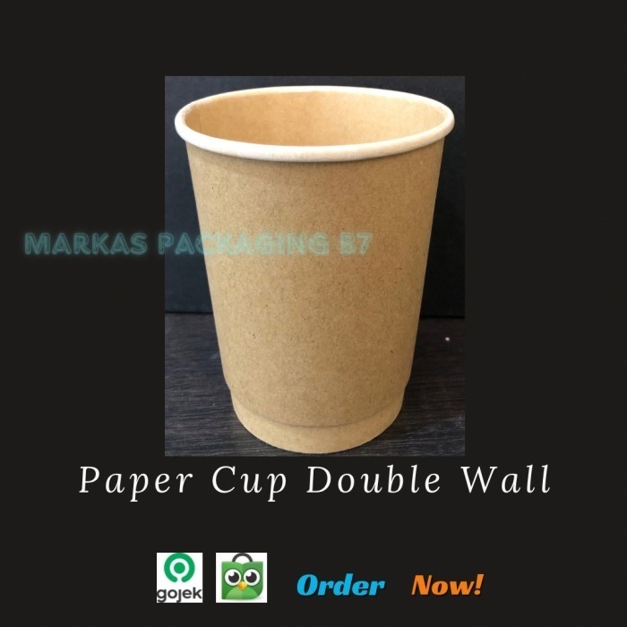 Paper Cup Double Wall + Tutup - 12 oz