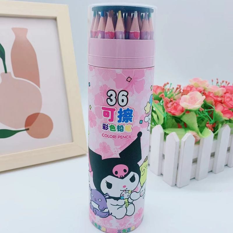 

Sanrio Cartoon 36 Color Erasable Colored Pencil Children's Painting Color Pen Kurumi Jade Dog Pencil Tube Art Supplies Student P