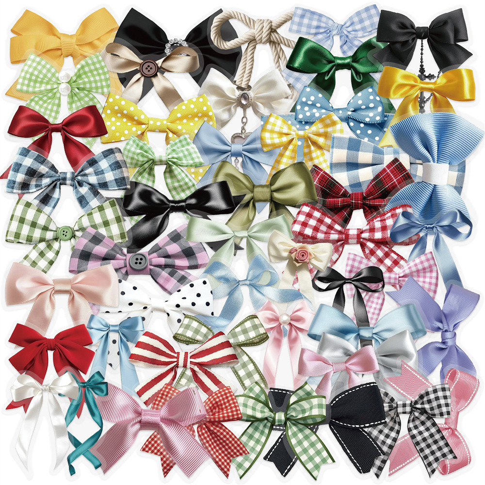 

50pcs Transparent Colored Bow Stickers For Laptop Stationery Phone Case Guitar DIY Craft Supplies Cute Sticker