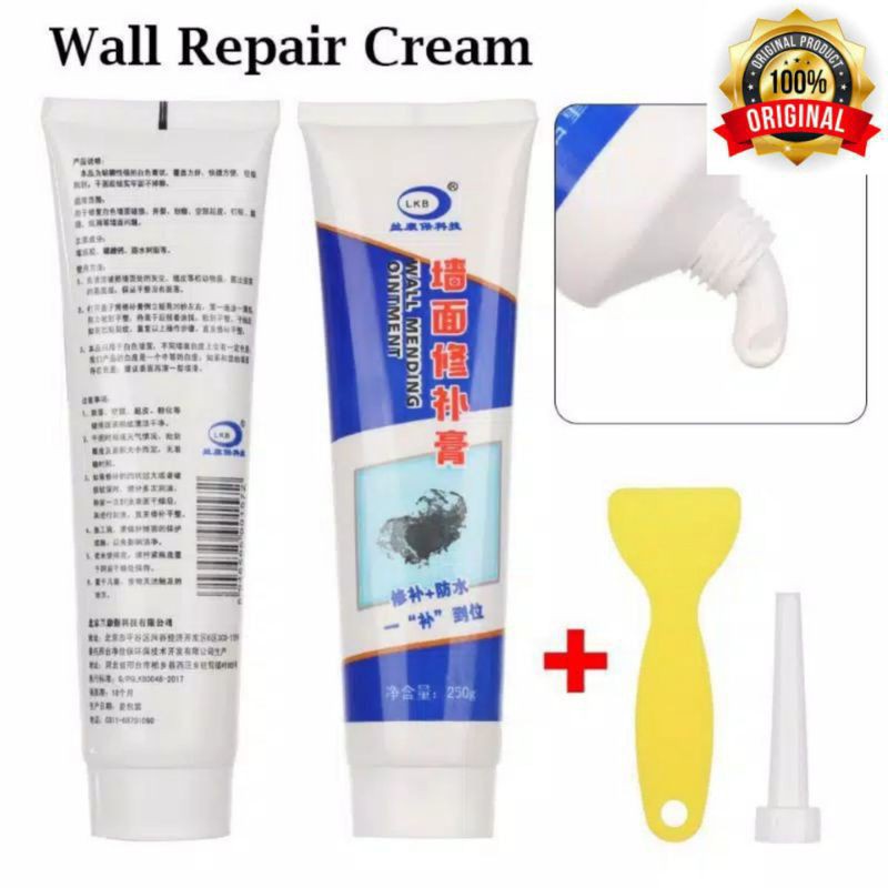 Wall Repair Pasta Dempul Penambal Dinding Cream Instan Water Proof Krim Amplas Penutup Lubang Tembok