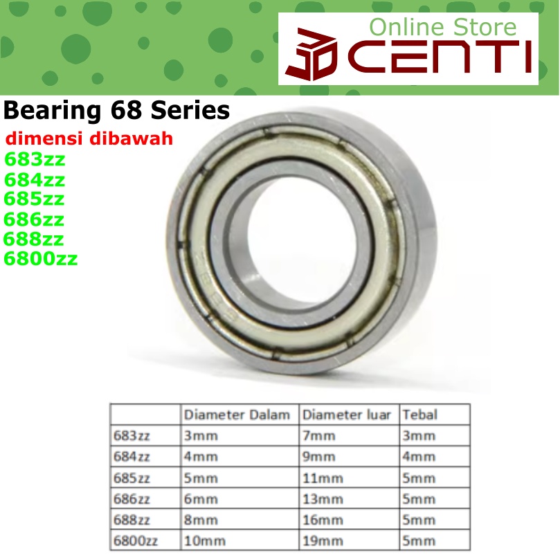 Ball Rotary Bearing Bushing 683zz 684zz 685zz 686zz 688ZZ 6800zz 3mm 4mm 5mm 6mm 8mm 10mm diameter l