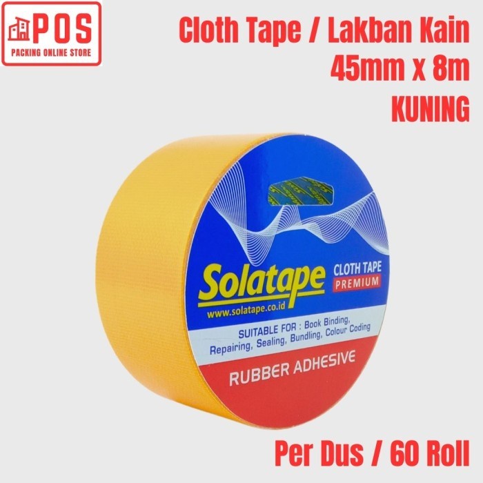 

1 Dus Lakban | Lakban Kain Premium Kuning 45mmx8m | Solatape