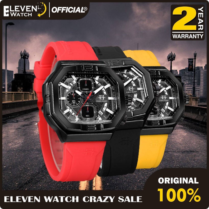 [Promo] Jam Tangan Pria Evans Jayden EJ9464 / EJ-9464 Chronograph Rubber Strap Original Resmi Garans