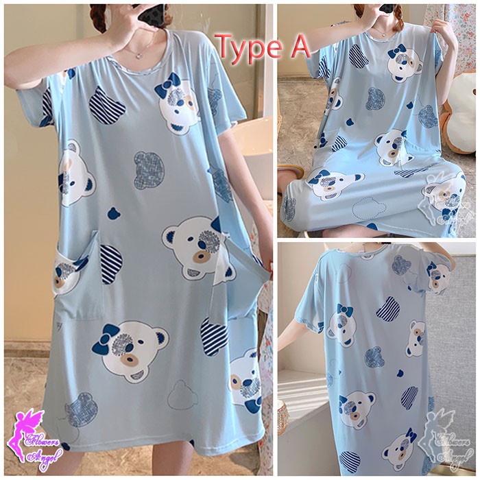 ✨LARIS✨-Daster Baju Tidur Kaos Wanita Big Size Sexy Sleepwear - Type E - Kuning