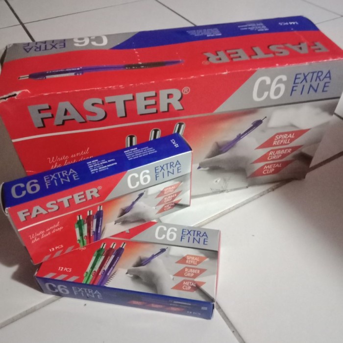 

PULPEN / PEN / BALLPOINT FASTER C6 WARNA HITAM DAN BIRU 1 LUSIN
