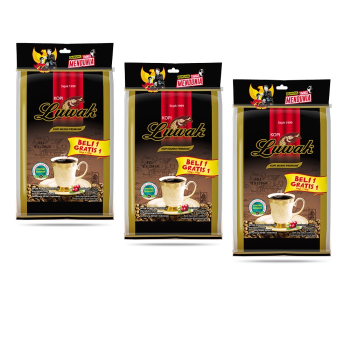 

✨PROMO✨ -Kopi Luwak Murni Black Coffee Bag 130gr + 130gr - 3 Pcs