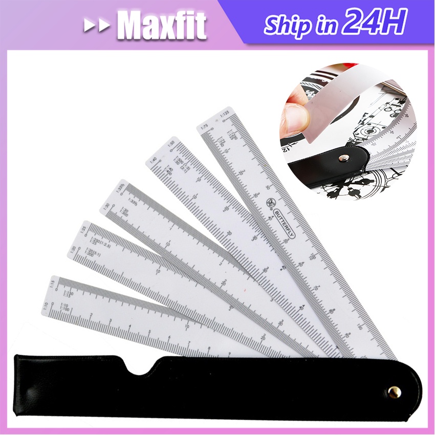 Alat Penggaris Skala Arsitektur Bentuk Kipas Scale Ruler Penggaris Lurus Lipat  Untuk Desain Grafis 