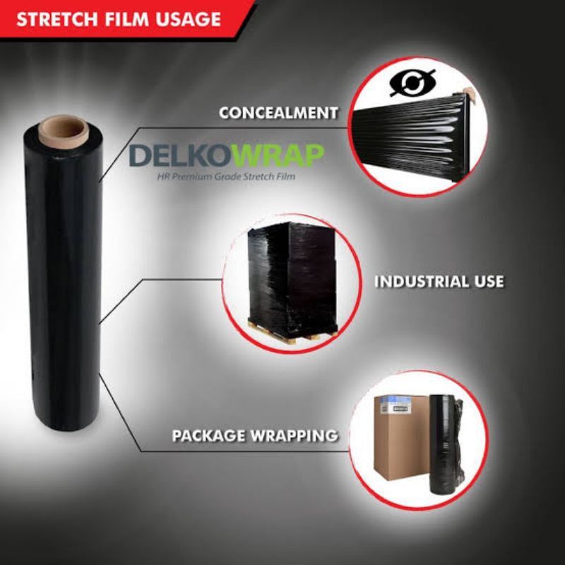 

MKR PLASTIK WRAPPING 50CM X 175M STRETCH FILM HITAM PLASTIC WRAP