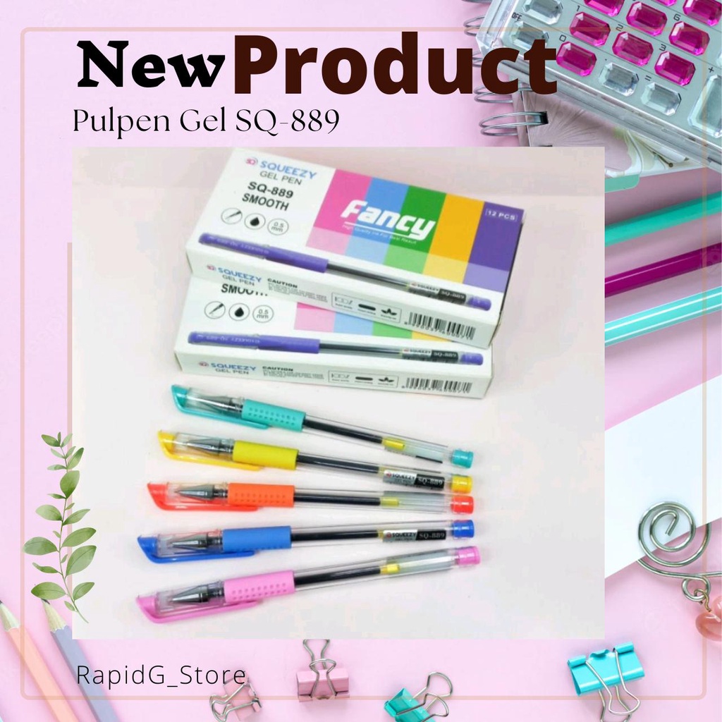 

12 Pcs Pulpen Pena Gel Candy Selusin 1 Pack Murah 0.5 MM Tinta Hitam