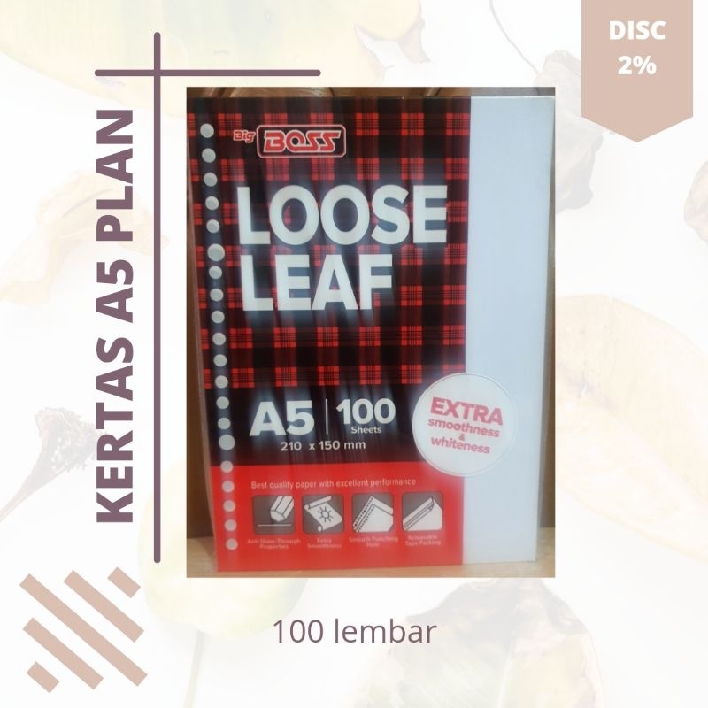 

Loose Leaf Isi Kertas Binder A5 (20ring) 100 Lembar plan( tanpa garis)