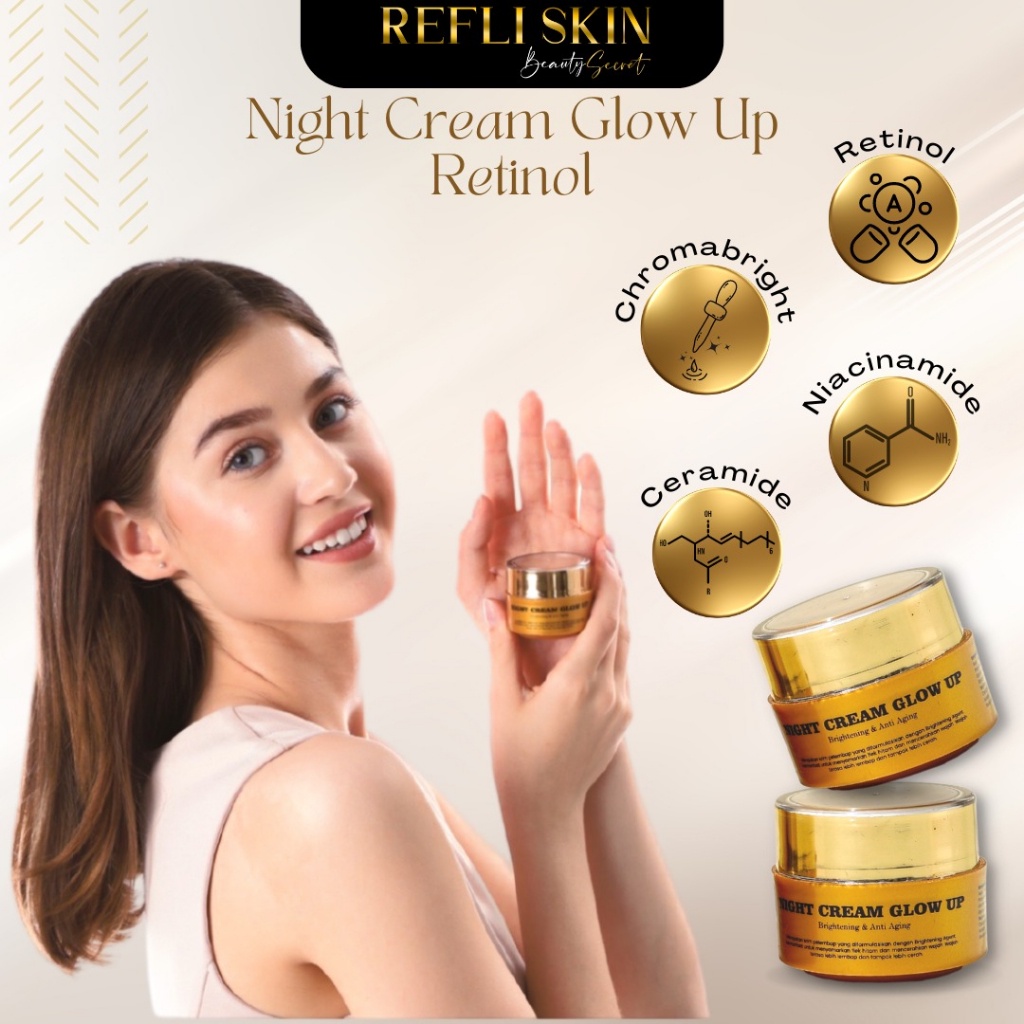 Refli Skin Night Cream Retinol / Gold Whitening Glowing Series / L-Glow Night Cream/ Refliskin Retin