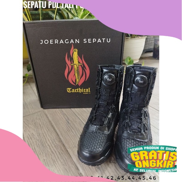 SEPATU PDL TNI POLRI TALI PUTAR TACTICAL LIBRA SEGI TIGA KULIT ASLI SEPATU PDL TACTICAL/ tinggi  hak