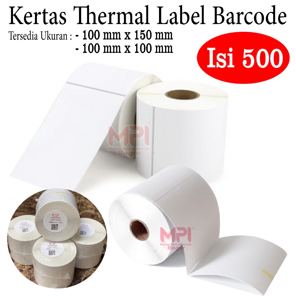 

Kertas Label Barcode WINSTAR 100 x 150 mm - 100 x 100 mm / Kertas Stiker Thermal isi 500