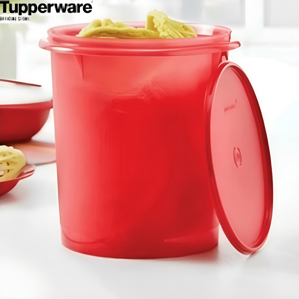 TUPPERWARE TOPLES WADAH PLASTIK GIANT CANISTER MERAH MAROON 8.4L BELI