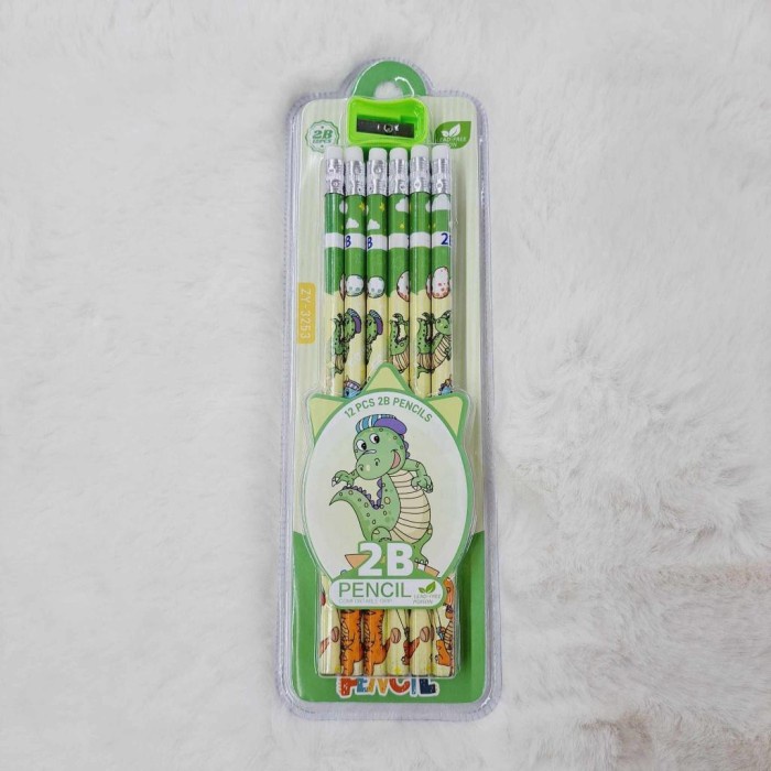 

Set Pensil 2B Karakter Dinosaurus Alat Tulis Penghapus Rautan 12Pcs - HIJAU MUDA