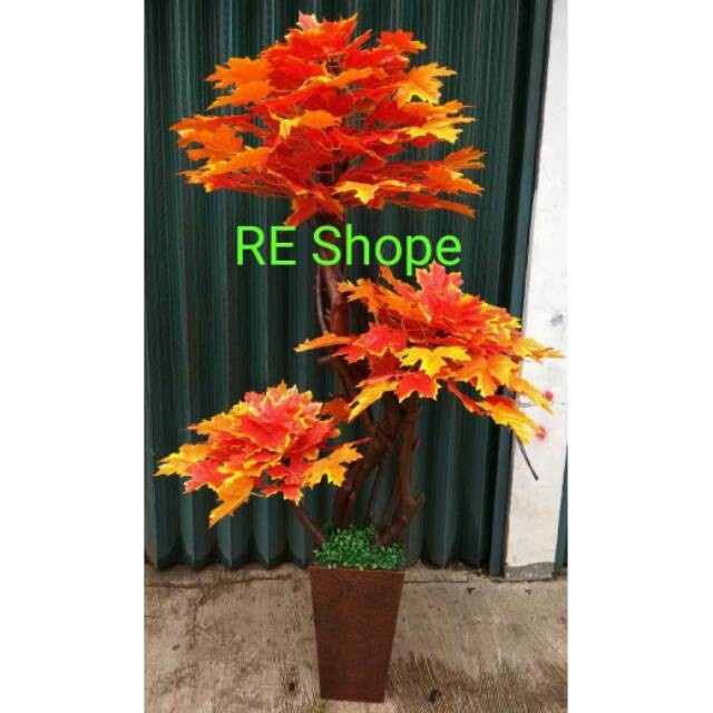 Pohon plastik/ Pohon Bonsai maple/Bunga Plastik Hias - 3 susun