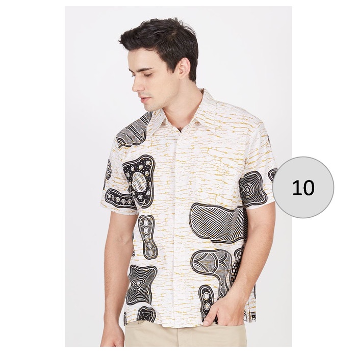 Kemeja Hem Batik Pria Lengan Pendek Hitam Putih 10 - Batik Nulaba