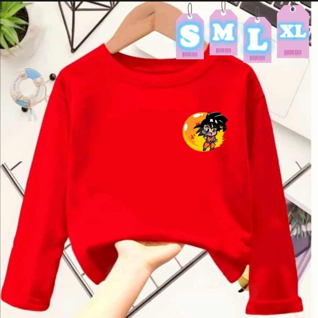 BAJU KAOS GOKU ANAK LAKILAKI PANJANG / DRAGON BALL SABLON DIGITAL PREMIUM / KAOS OBLONG PANJANG ANAK