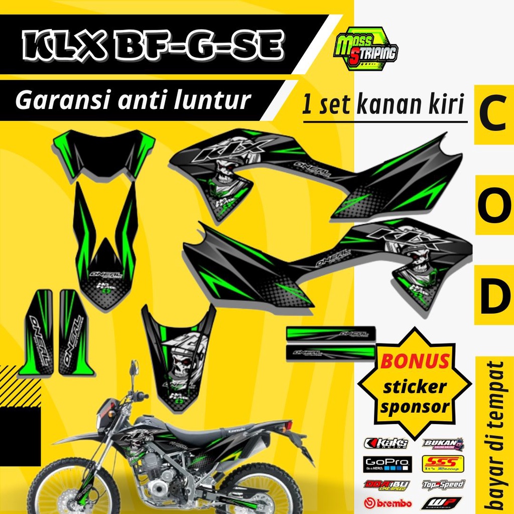 Sticker Striping Variasi Kawasaki Klx B F, G , SE  Klx G, BF , SE Semi Full Body decal glosy print m