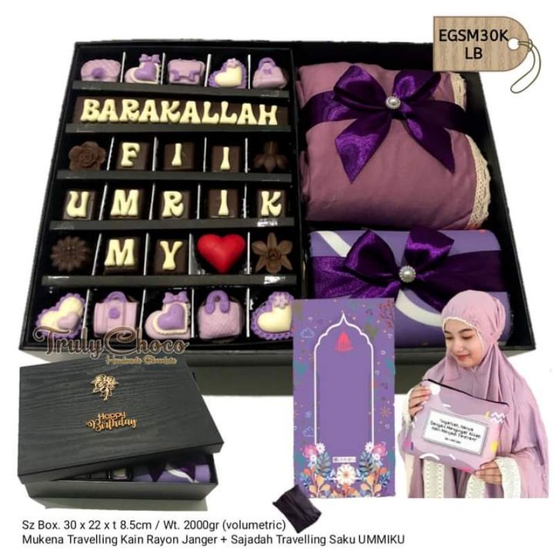 

hadiah kado anniversary ulang tahun istri pacar teman coklat trulychoco EGSM30K mukena sajadah