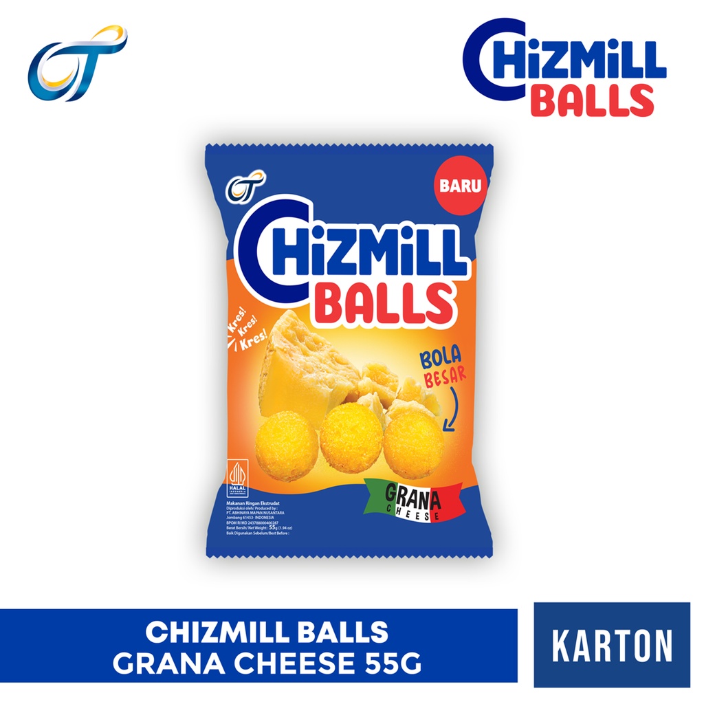 

Chizmill Balls Grana Cheese 55GR - [1 Karton Isi 30 Pcs]