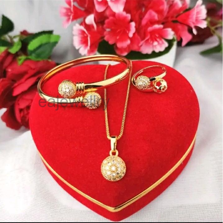 1 set perhiasan emas terbaru model bola anti karat mewah elegan