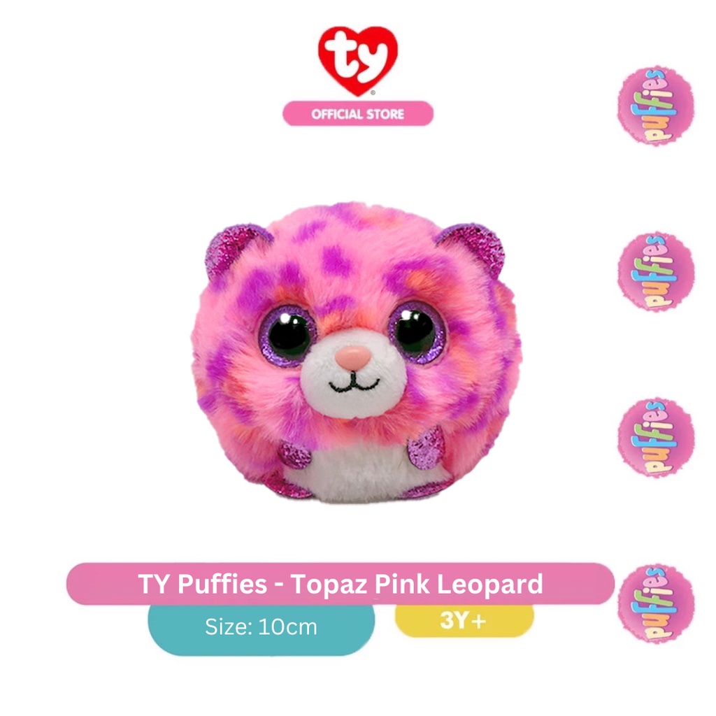 TY Puffies Topaz Pink Leopard - Boneka Macan Tutul