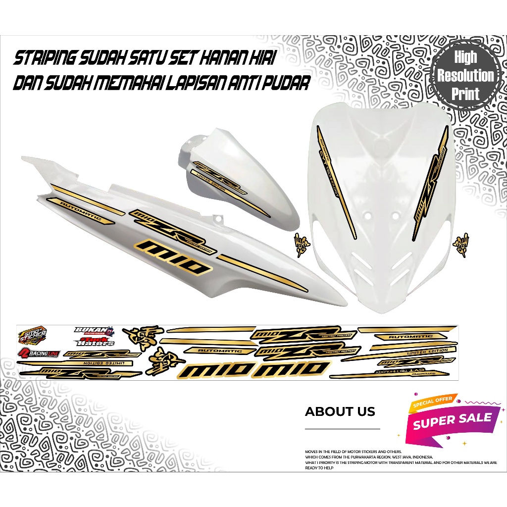 striping sticker variasi mio sporty/smile mio zr gold
