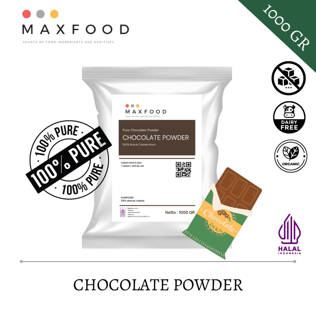 

MAXFOOD - COCOA POWDER / BUBUK KAKAO / BUBUK COKELAT MURNI 1KG