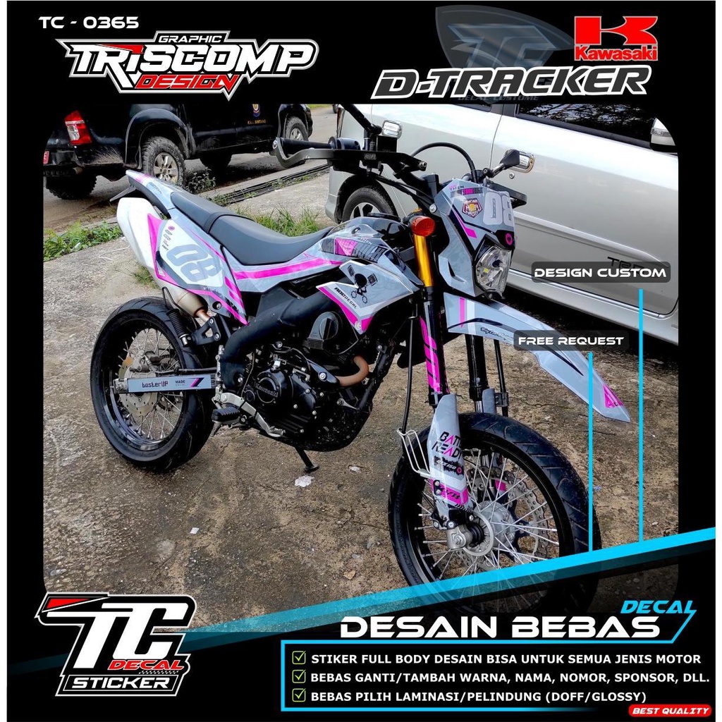 Decal Sticker Dtracker lama Dtracker 150 new KLX CRF KLX 150 BF Viar KTM Warna solid kombinasi pink 