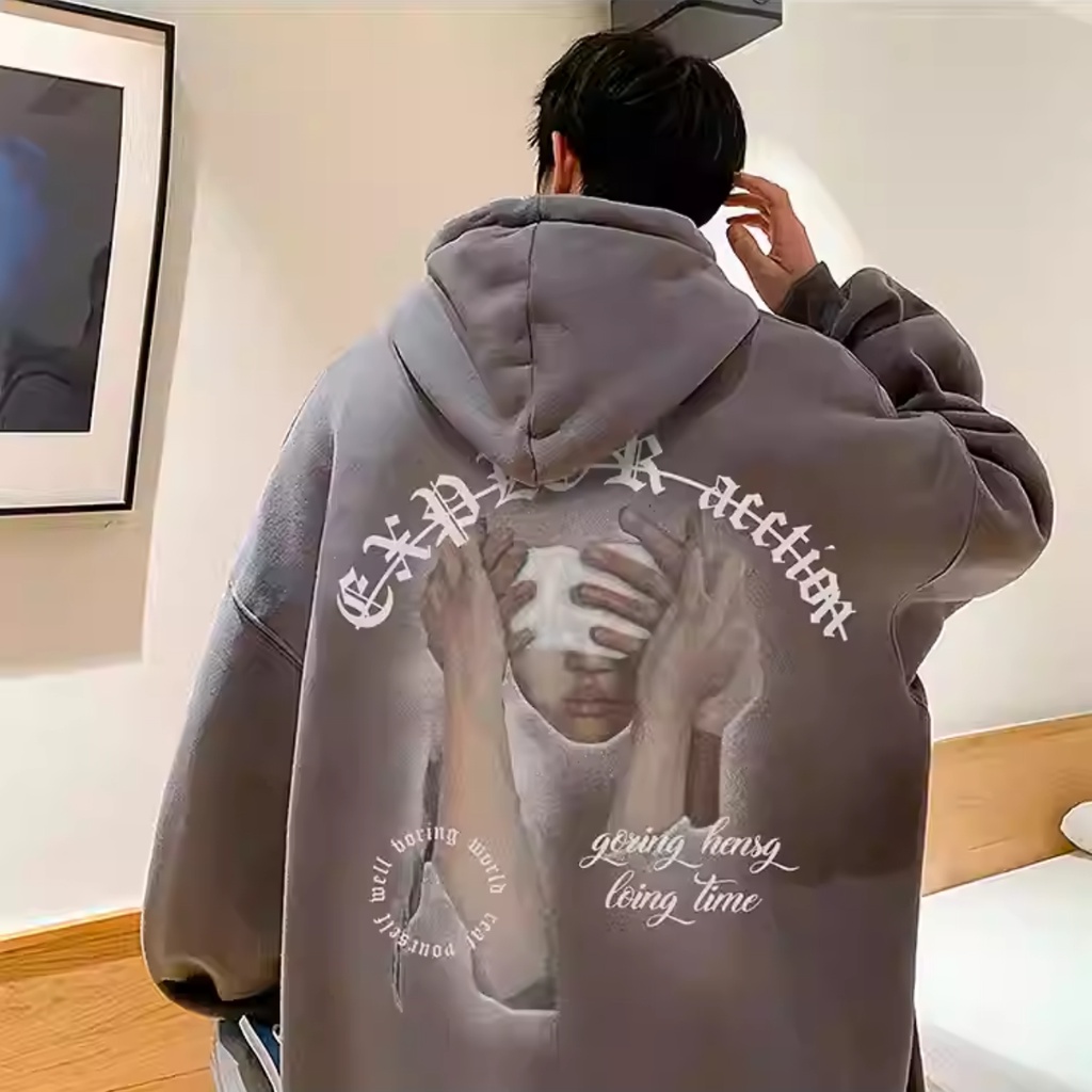 PROMO COD Hoodie Explore Action Hoodie Pria Wanita Hoodie Couple Kapelan Pasangan Hoodie Jumbo Polos M-5XL street hip-hop trend men's Korean casual hoodies letter Printed Fleece oversized unisex Hooded sweater