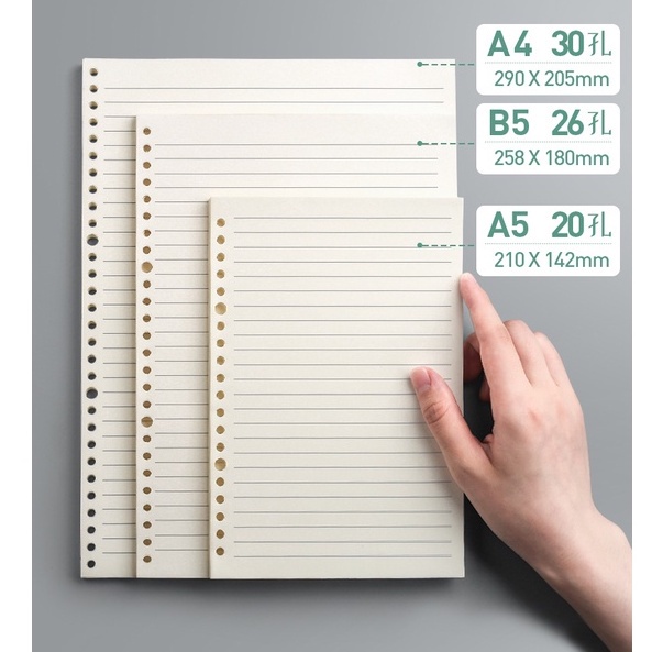 

60 Lembar Loose Leaf Refill A5, B5 Kertas File isi Binder Kertas Isi Binder A5 / B5 Notebook