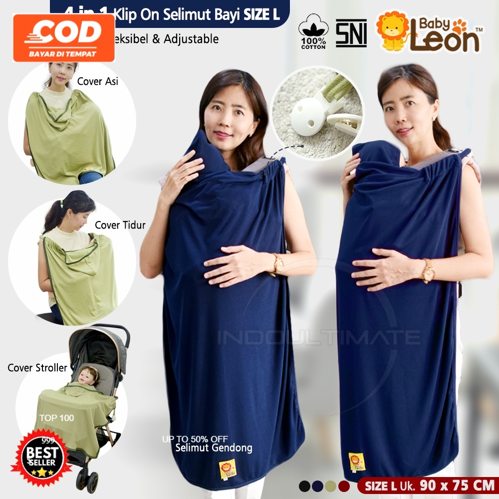 BS-336 Blanket On The Go 4in1 BABY LEON Selimut Bayi Hoodie Klip Selimut Tutup Stroller Cover Asi Se