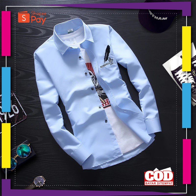 PREMIUM KOREAN STYLE / animos / kemeja KOREPALL M,L,XL,XXL / kemeja pria lengan panjang / kemeja cas