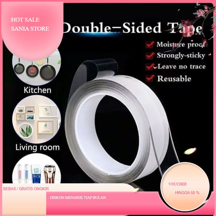 

Nano Mejik 3cm*1m Double Tape Transparan Selotip Dobel Tip Perekat