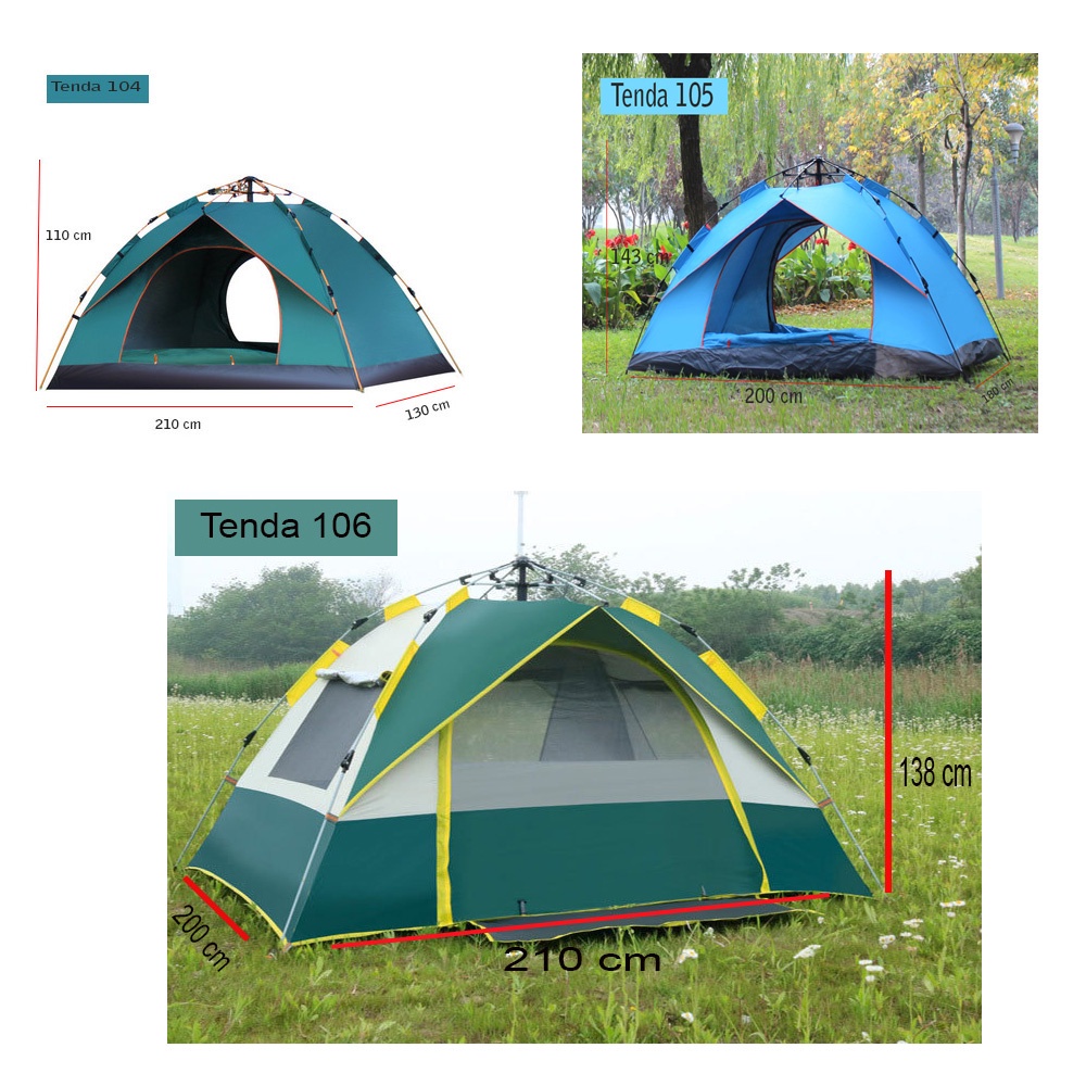 Tenda Camping Otomatis 4-5 Orang Waterproof Tenda Camping Outdoor Dan Lampu Camping
