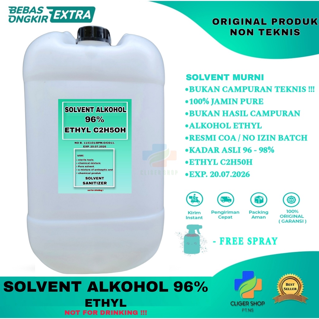 Alkohol 96% 30 liter food grade pelarut / parfum / kimia