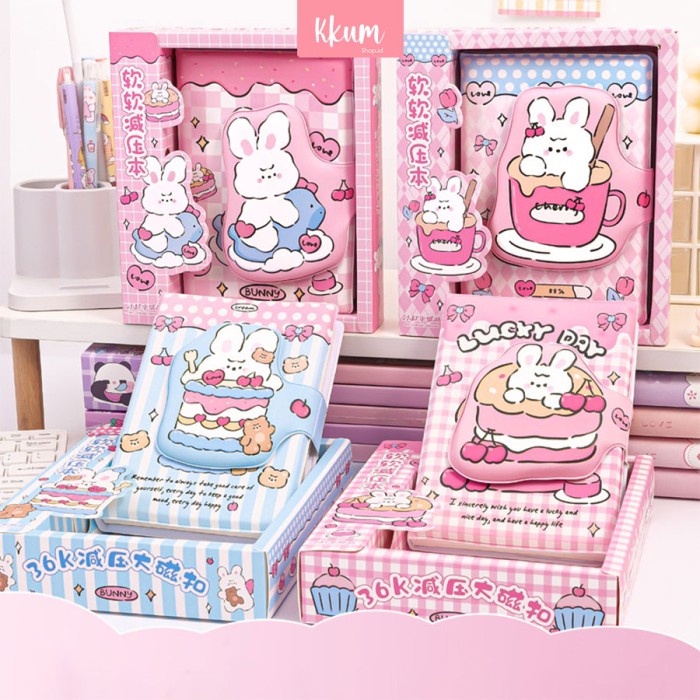 

MURAH- Squishy book daily notebook cute/ Buku catatan anak agenda jurnal plan - Rabbit pink- 1.2.23