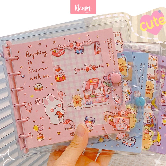 

MURAH- Binder note cover transparant PVC / Notebook diary kartun 6 rings - Girl, Blue- 1.2.23