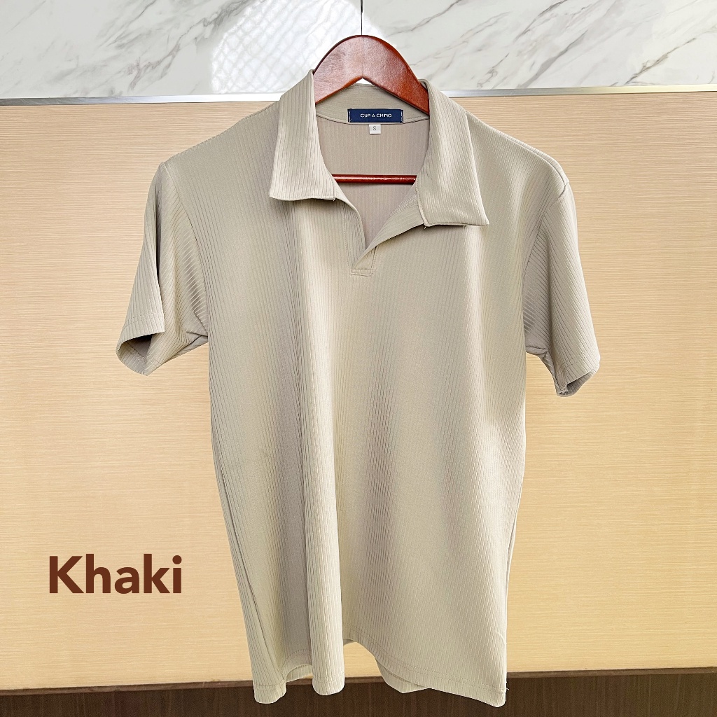 Cupachino Polo Shirt Slim Fit Warna Vintage Khaki