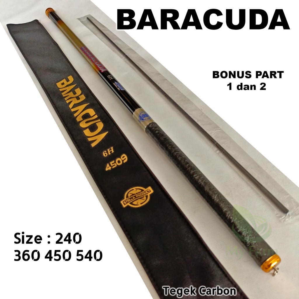 Joran Tegek Ruas Panjang Stella Baracuda 4509 Bahan Carbon Action Hard + Bonus Section 1 Dan 2 Tangk
