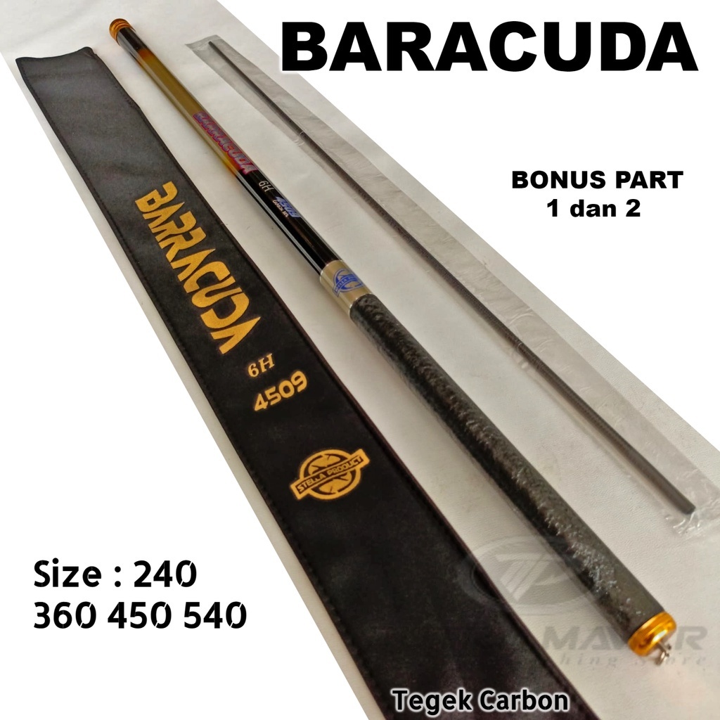 Joran Tegek Ruas Panjang Stella Baracuda 4509 Bahan Carbon Action Hard + Bonus Section 1 Dan 2 Tangk