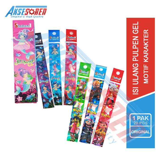 

Aksesoren Refill Pulpen Gel [1 Pak / 20 Pcs] / Isi Ulang Pulpen Tinta Hitam / Ballpoint Gel Pen