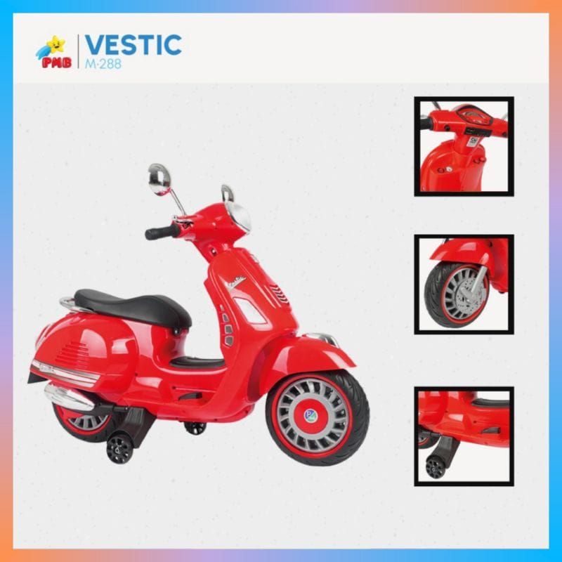 Motor aki anak vespa besar PMB M288 Vestic listrik cas