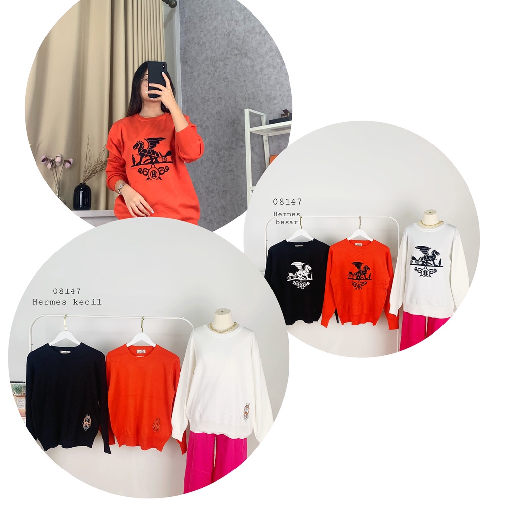 08147 SWEATER RAJUT H3RM3S KUDA PREMIUM ATASAN KAOS RAJUT TANGAN PANJANG BAJU DINGIN H3RM35 PREMIUM 
