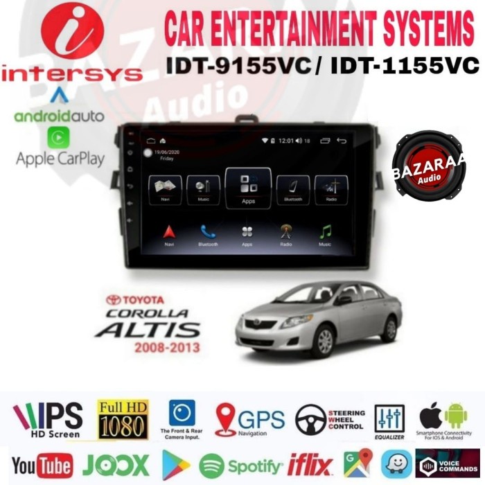 Head Unit Android INTERSYS 9 Inch ALTIS 2008 - 2013 + Socket PNP