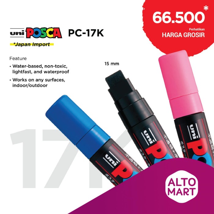 

UNI POSCA PC-17K 15mm Extra Broad Tip Water Based Pen - Black